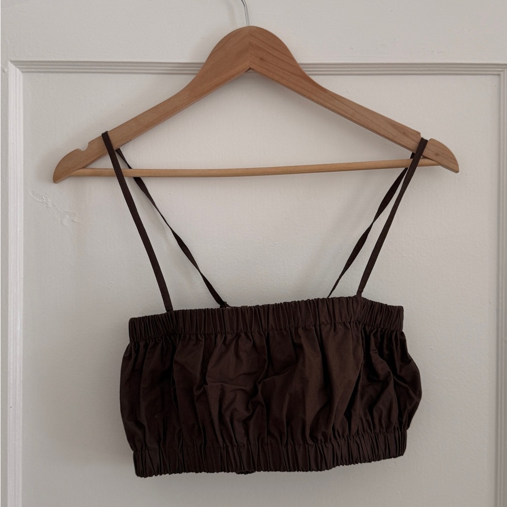Cosetta Brown Ruched Crop Top